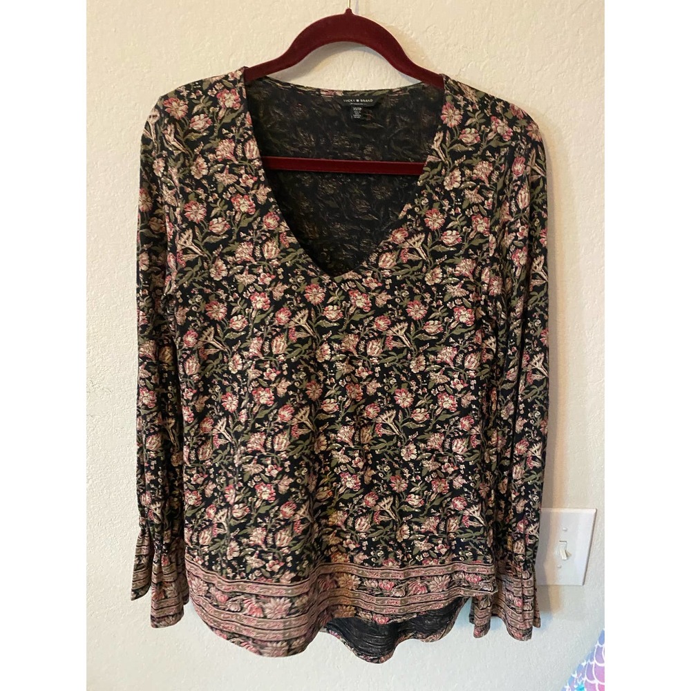 Lucky Brand Long Sleeve Flowy Floral Top Size XS/TP